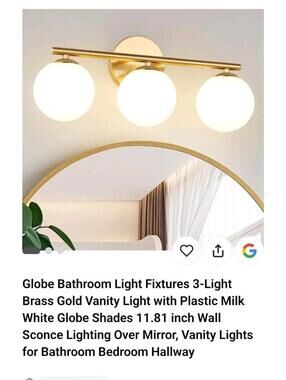Brass Gold 3-Light Globe Vanity Wall Light